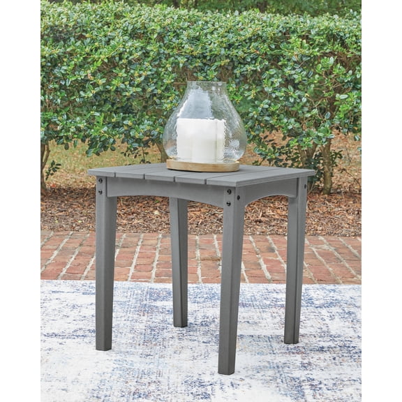 Signature Design by Ashley Lone View Bay Outdoor Square End Table, MEGA-TUFF HDPE, Gray