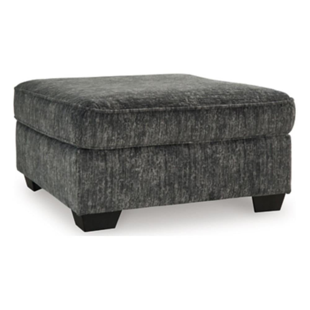 Gunmetal Gray Oversized Square Polyester Ottoman