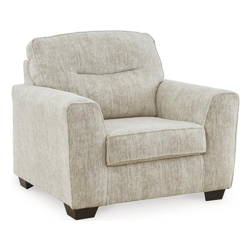 Parchment Beige Oversized Stationary Chair with Faux Wood Legs
