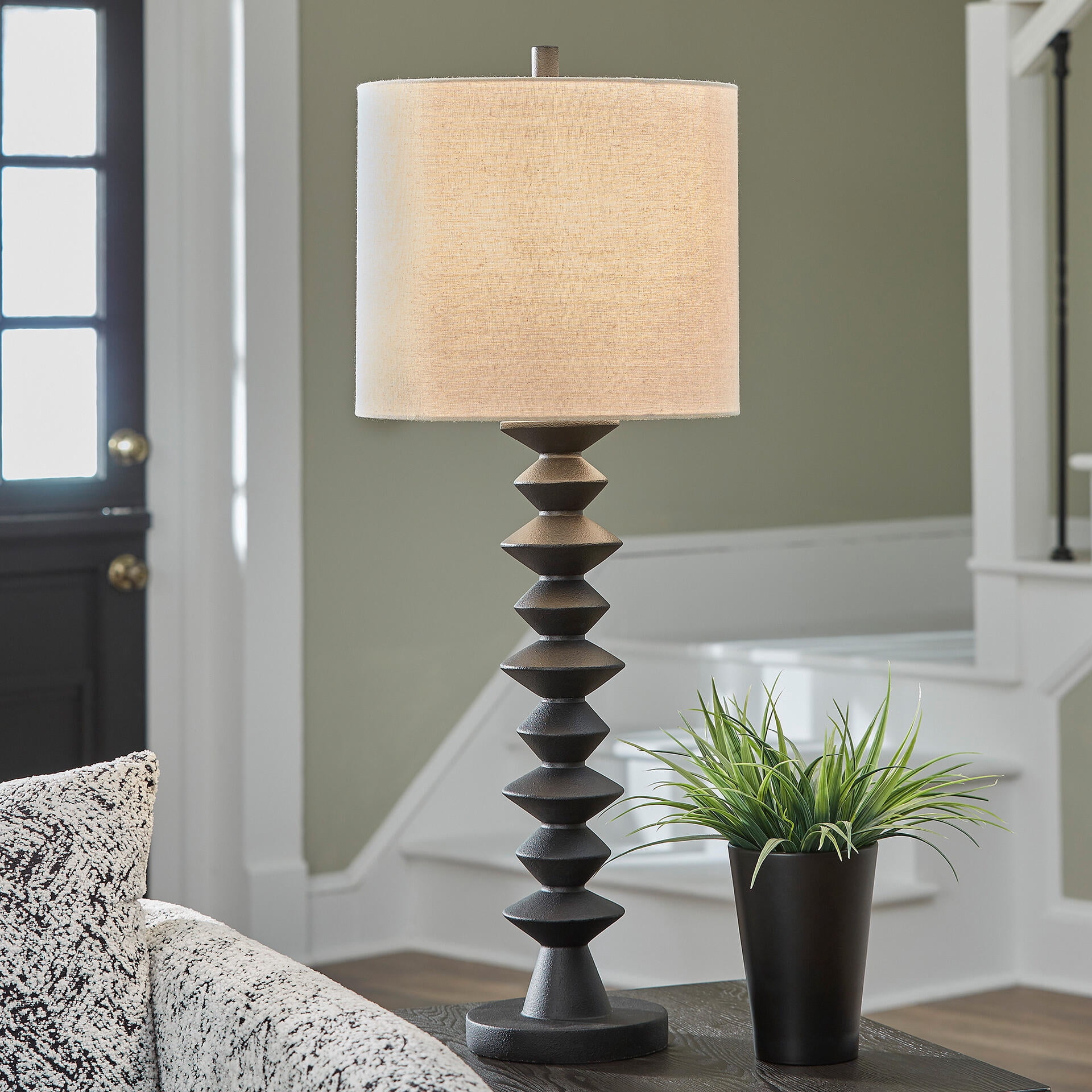 Signature Design by Ashley Luanndon Buffet Table Lamp, Polyresin Base, 3-Way Switch, Black Finish