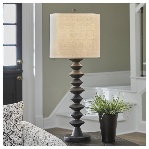 Signature Design by Ashley Luanndon Buffet Table Lamp, Polyresin Base, 3-Way Switch, Black Finish