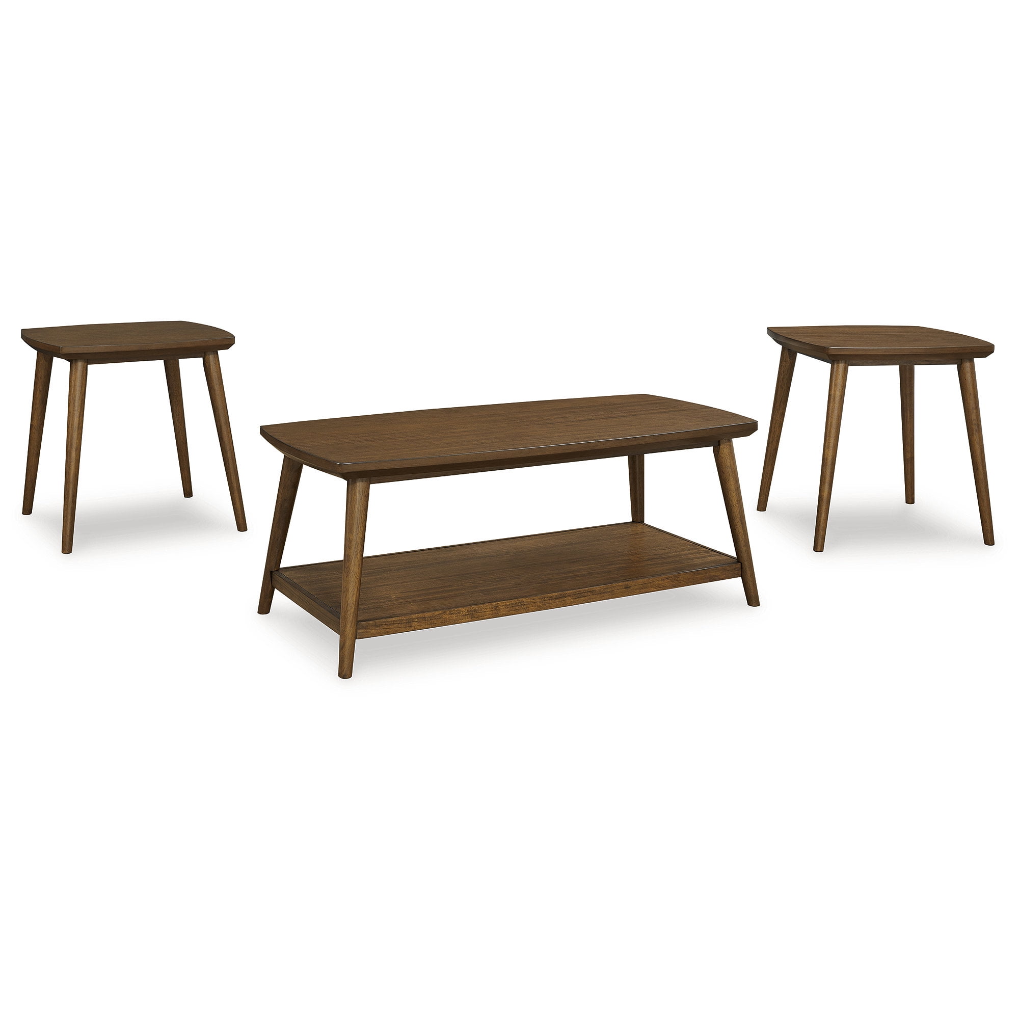 Lyncott Dark Brown Mid-Century Modern Coffee and End Table Set