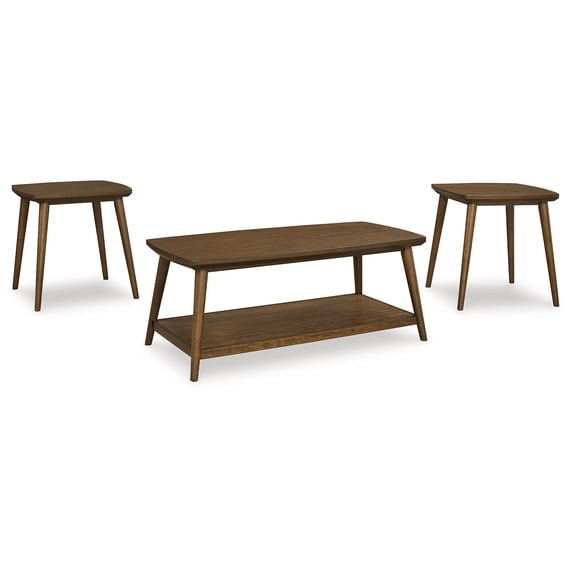 Signature Design by Ashley Lyncott Mid-Century Modern 3-Piece Table Set - 1 Coffee Table and 2 End Tables, Brown