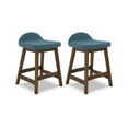 thumbnail image 1 of Signature Design by Ashley Lyncott Counter Height Upholstered Barstool with Foam Cushion, Set of 2, Blue, 1 of 9