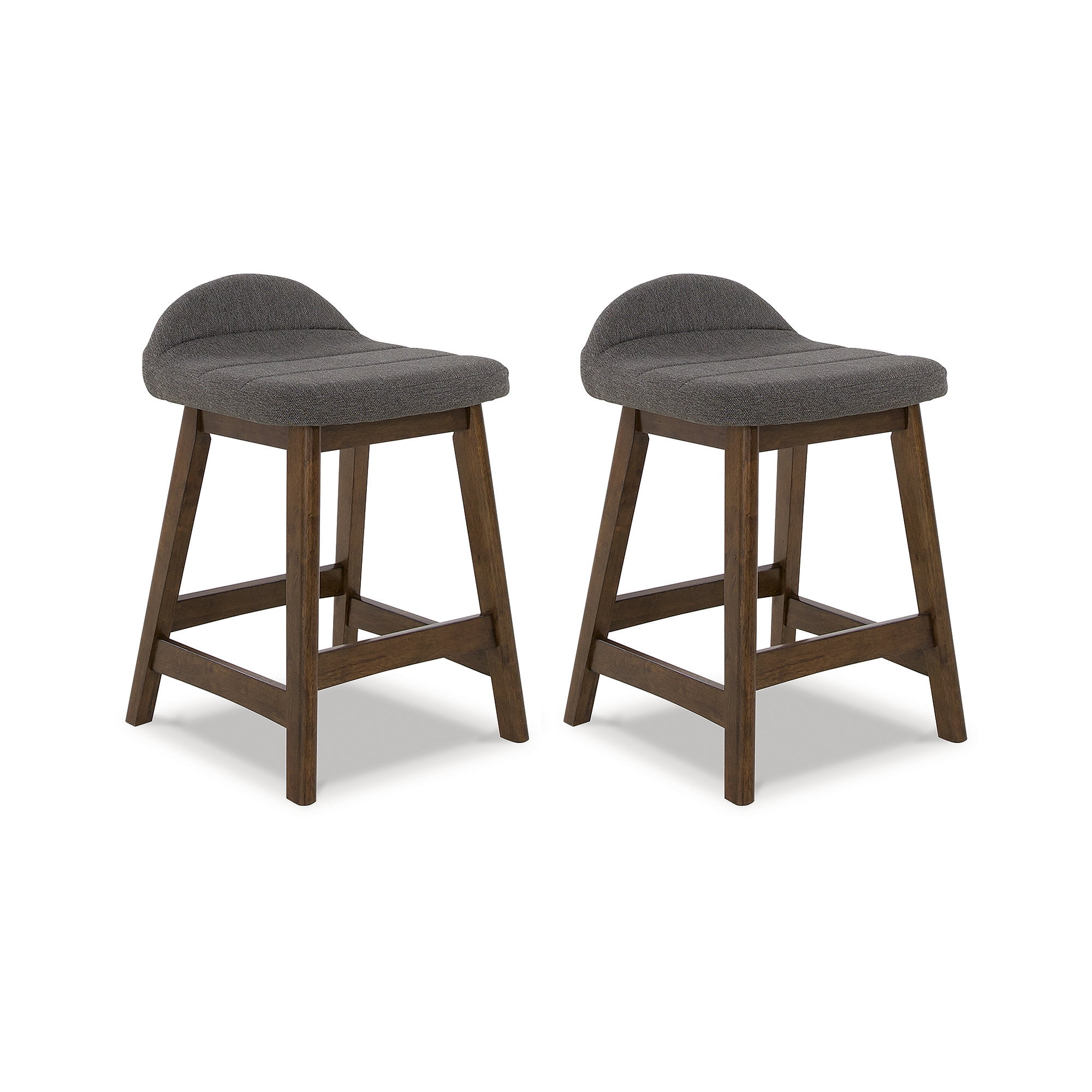 Lyncott Charcoal Gray and Brown Upholstered Counter Height Barstool Set
