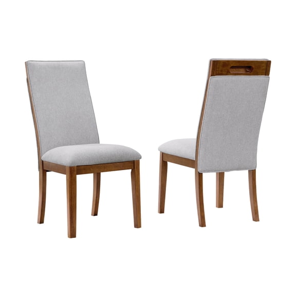 Signature Design by Ashley Lyncott Upholstered Dining Side Chair, Beige/Brown, Mid-Century Modern Wood Chair with Fabric Seat