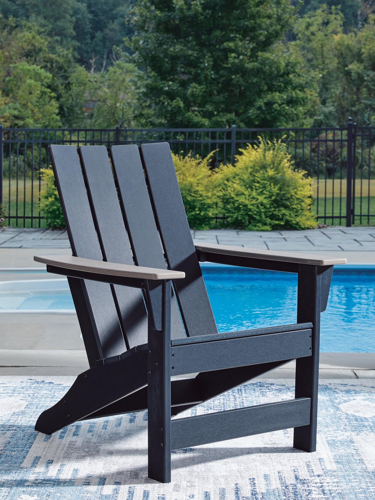 Signature Design by Ashley Mabry Shores Adirondack Chair, Outdoor Patio Chair, Navy Blue MEGA-TUFF™ HDPE