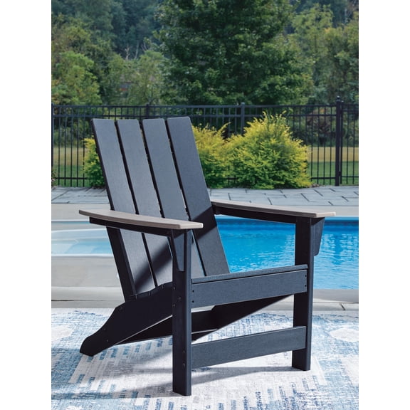 Signature Design by Ashley Mabry Shores Adirondack Chair, Outdoor Patio Chair, Navy Blue MEGA-TUFF HDPE