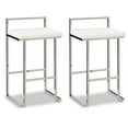 thumbnail image 1 of Signature Design by Ashley Madanere Contemporary Tall Upholstered Stool with Metal Frame, 2 Count, White & Chrome, 1 of 9