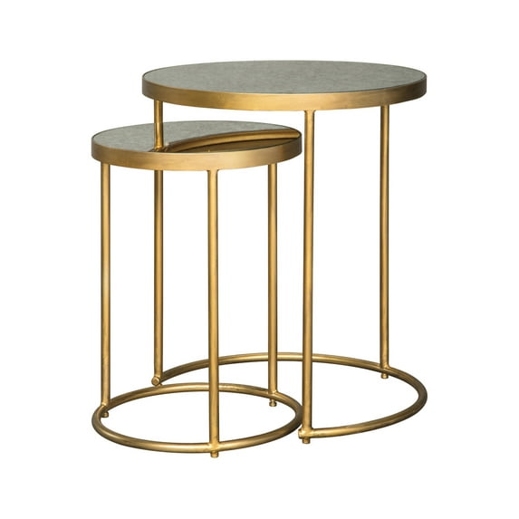 Signature Design by Ashley Majaci Glam Nesting Accent Table Set of 2, Gold Metal