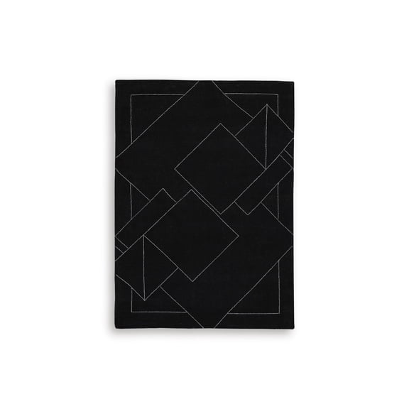 Signature Design by Ashley Marav 5' x 7' Area Rug, Black White Geometric
