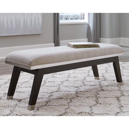 Signature Design by Ashley Maretto Espresso Brown/Silvertone Upholstered Bench