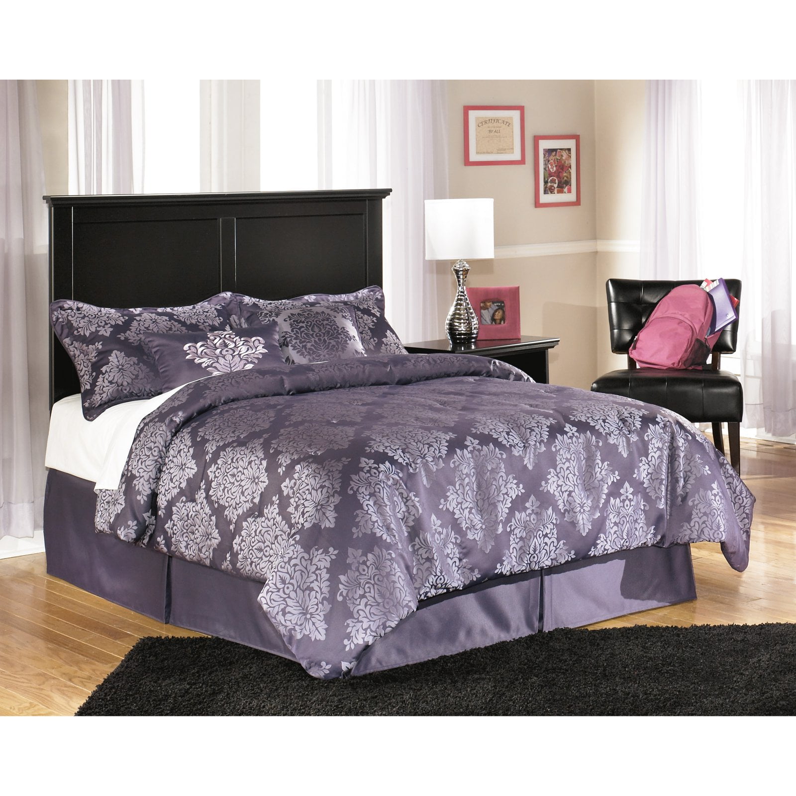 Black Upholstered Tufted King Panel Bed with Wood Frame