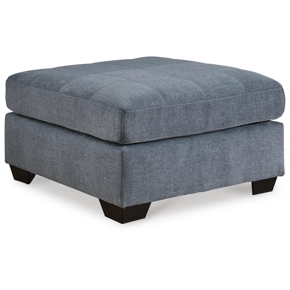 Signature Design by Ashley Marleton Contemporary Square Oversized Firmly Cushioned Accent Ottoman with Exposed Faux Wood Finish, Denim Blue