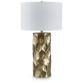 thumbnail image 1 of Signature Design by Ashley Marshawn Metal Table Lamp, Gold Finish, 19" Tall, Modern Drum Shade, 1 of 6