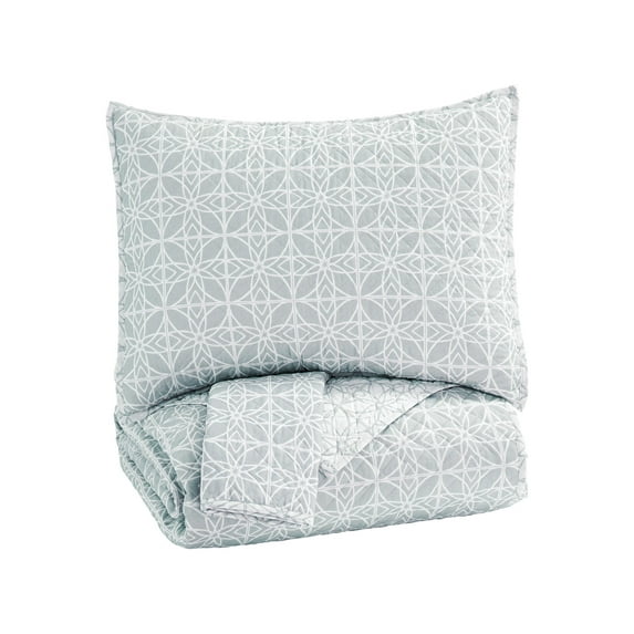 Signature Design by Ashley Mayda Gray/White Queen Quilt Set