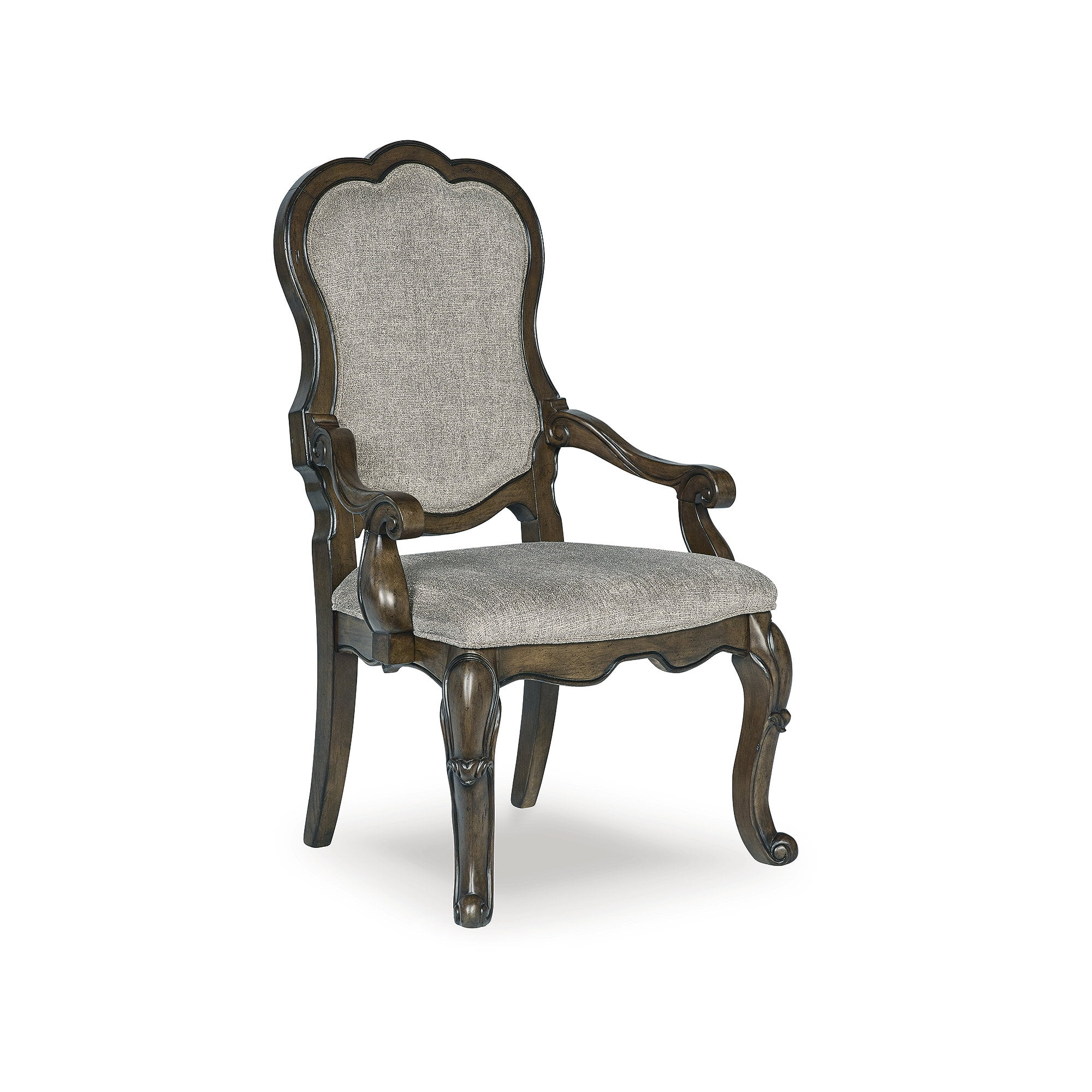 Maylee Dark Brown Upholstered Wood Dining Arm Chair