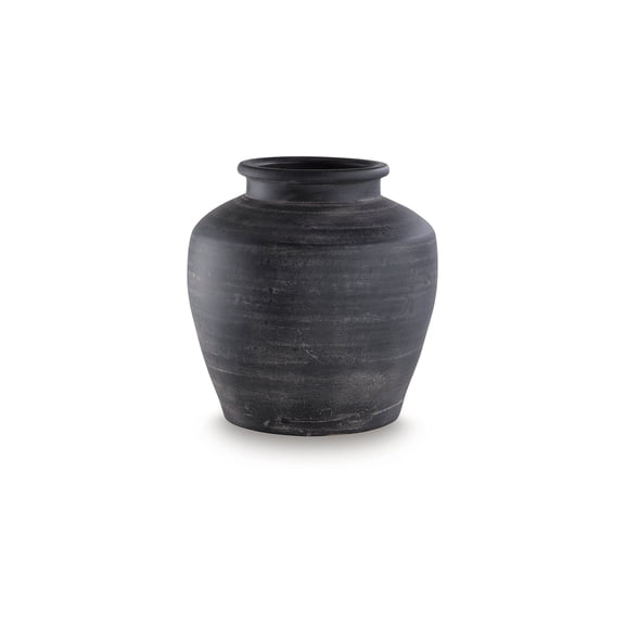 Signature Design by Ashley Meadie 12.25" Vase, Distressed Black Terra Cotta