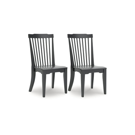 Signature Design by Ashley Mendinfort Dining Chairs | Classic Spindle Back Wood Side Chairs | Set of 2, Black