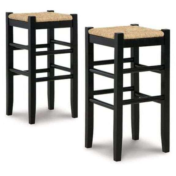 Signature Design by Ashley Mirimyn Farmhouse 29.5 Bar Height Bar Stool with Woven Wicker Seats
