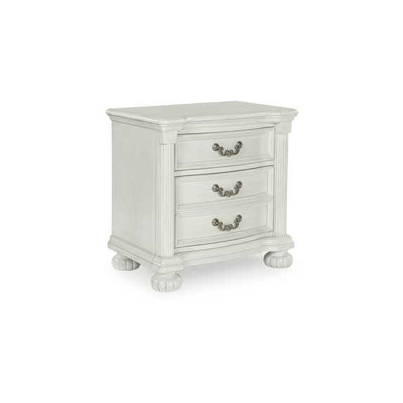 Signature Design by Ashley Montelaine Traditional 3-Drawer Nightstand with Hidden Tray, Antique White