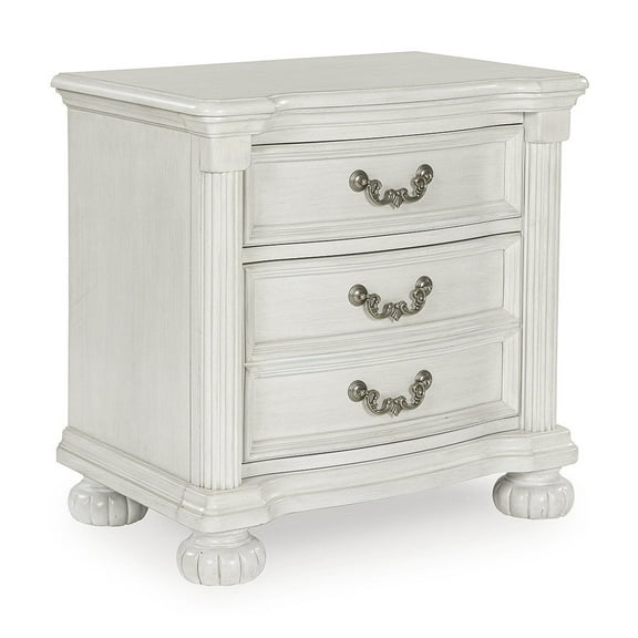 Signature Design by Ashley Montelaine Traditional 3-Drawer Nightstand with Hidden Tray, Antique White