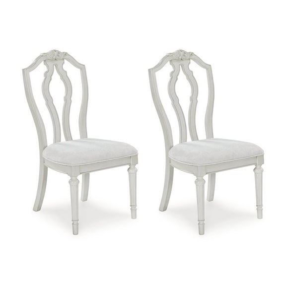 Signature Design by Ashley Montelaine Upholstered Dining Chairs - Vintage-Inspired Antique White (Set of 2)
