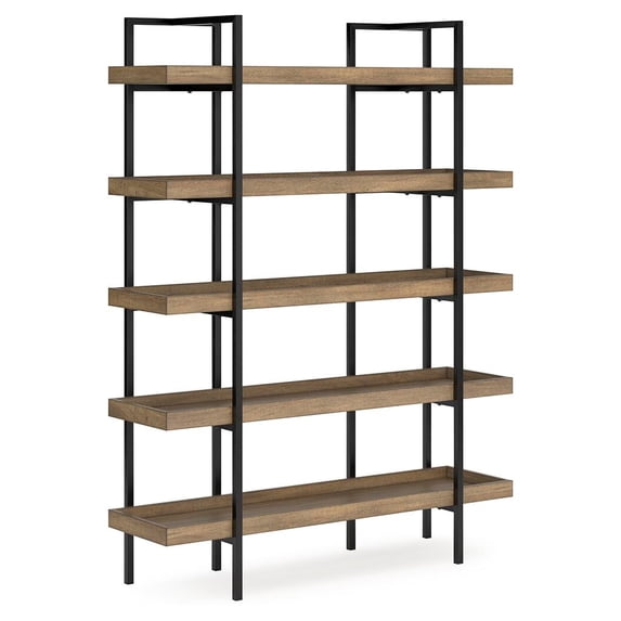 Signature Design by Ashley Montia 76" 5 Shelf Bookcase, Light Brown