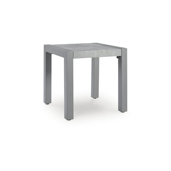 Signature Design by Ashley Moonlight View Outdoor End Table - Modern 23" Square Side Table with Weather-Resistant Sintered Stone Top - Gray