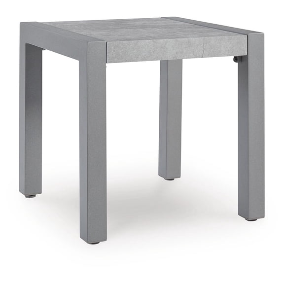 Signature Design by Ashley Moonlight View Outdoor End Table - Modern 23" Square Side Table with Weather-Resistant Sintered Stone Top - Gray