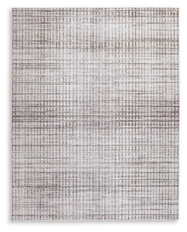 Cream and Taupe Geometric 8' x 10' Washable Area Rug