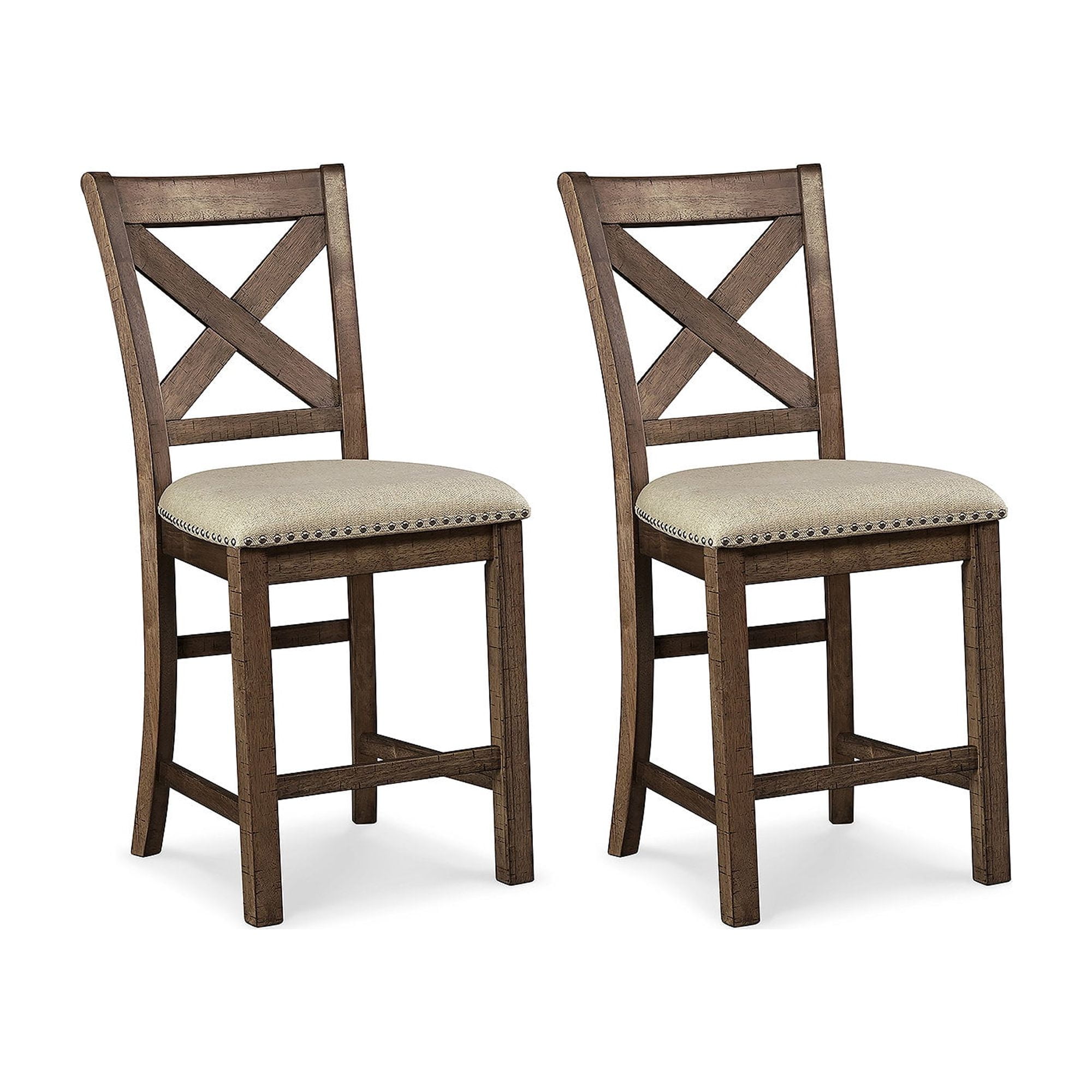 Moriville Padded Seat Brown Wood Bar Stool Set of 2