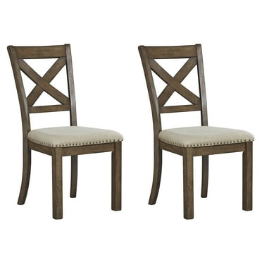 Signature Design by Ashley Moriville Modern Farmhouse Upholstered Dining Room Chair, Set of 2, Brown