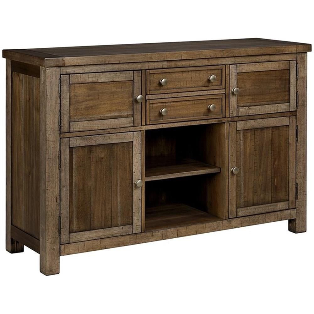 Transitional Nutmeg Brown 56" Server with Plank-Effect Details