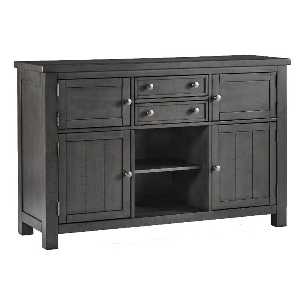 Gray Acacia Veneer Transitional Dining Server with 3 Drawers