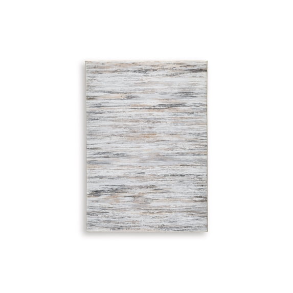 Signature Design by Ashley Nace 5' x 7' Memory Foam Area Rug, Gray/Brown/White Faux Fur Abstract Rug