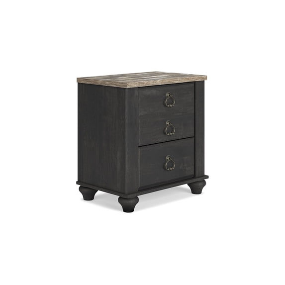 Signature Design by Ashley Nanforth Traditional 2 Drawer Nightstand with USB Charging Ports, Two-Tone Brown