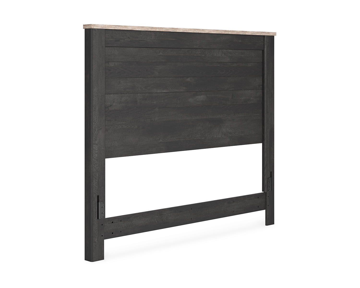 Beige and Black Traditional Queen Wood Panel Bed