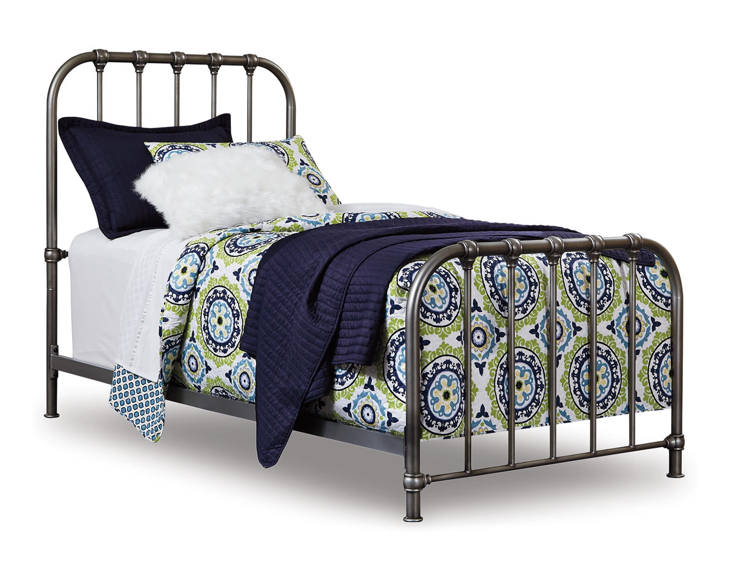 Nashburg queen metal bed silver discount