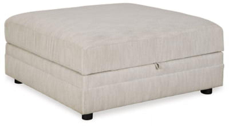 Neira Beige Upholstered Square Storage Ottoman