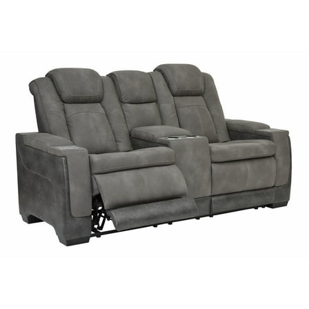 Ashley Furniture Next-Gen DuraPella Faux Leather Reclining Loveseat in Gray