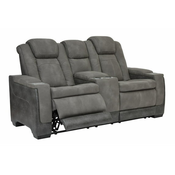 Ashley Furniture Next-Gen DuraPella Faux Leather Reclining Loveseat in Gray