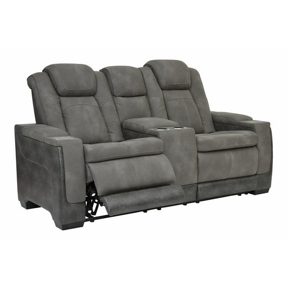 Ashley Furniture Next-Gen DuraPella Faux Leather Reclining Loveseat in Gray