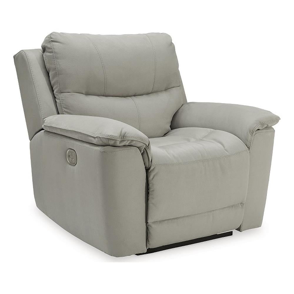 Fossil Gray Microfiber Power Recliner with Metal Frame