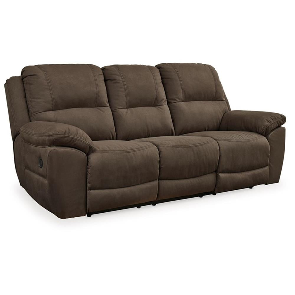 Espresso Faux Leather Tufted Reclining Sofa with Pillow-top Arms