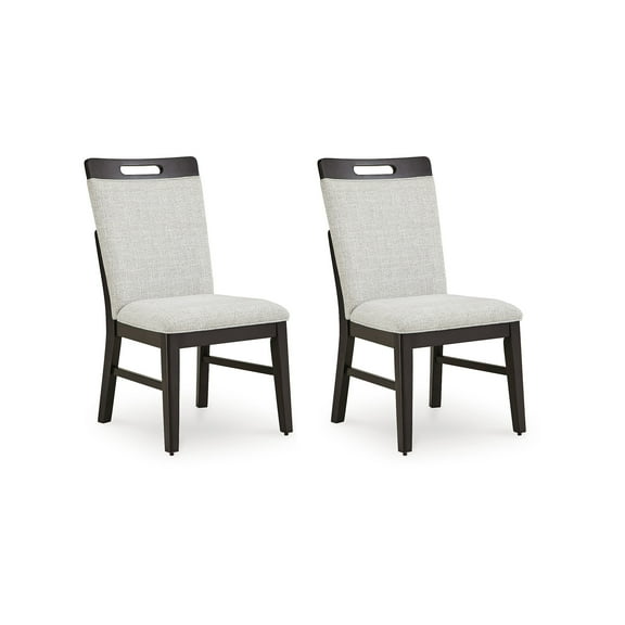 Signature Design by Ashley Neymorton Solid Wood Frame Dining Chair, Set of 2, Light Gray/Brown