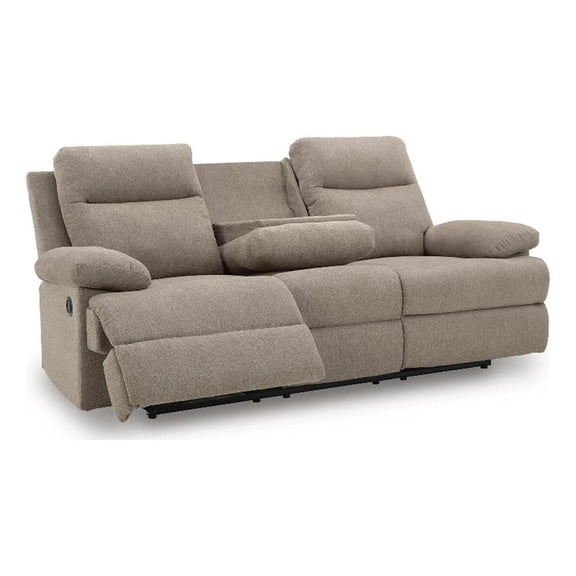 Signature Design by Ashley Norhaven Reclining Sofa with Drop Down Table in Mocha