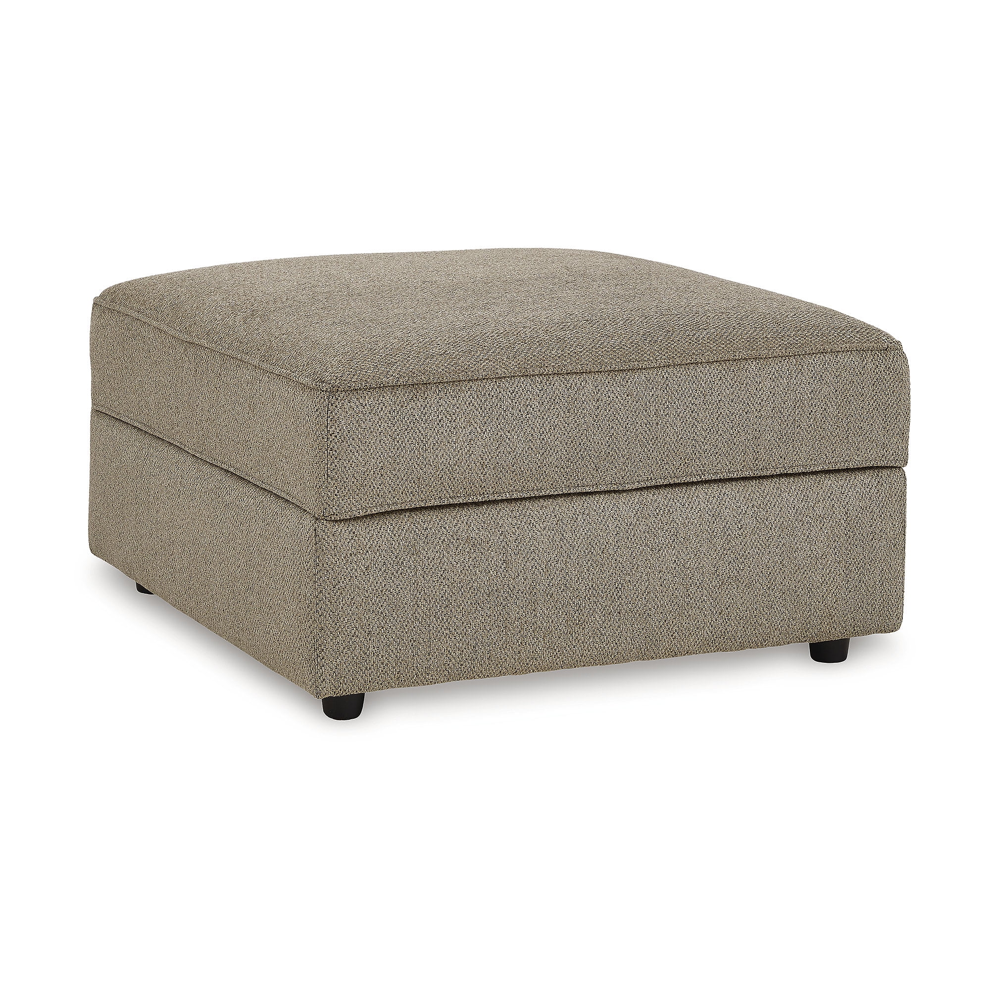 Brown Herringbone Chenille Storage Ottoman with Removable Top