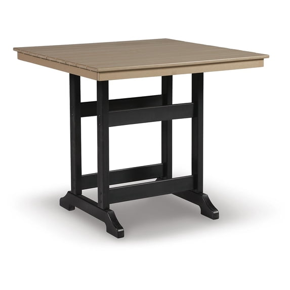 Signature Design by Ashley Outdoor Fairen Trail HDPE Patio Counter Table with Umbrella Hole, Black