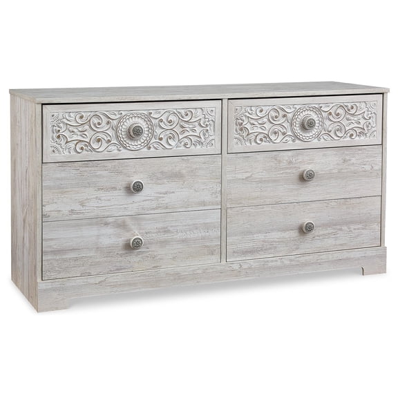 Signature Design by Ashley Paxberry Boho 6 Drawer Dresser, Whitewash